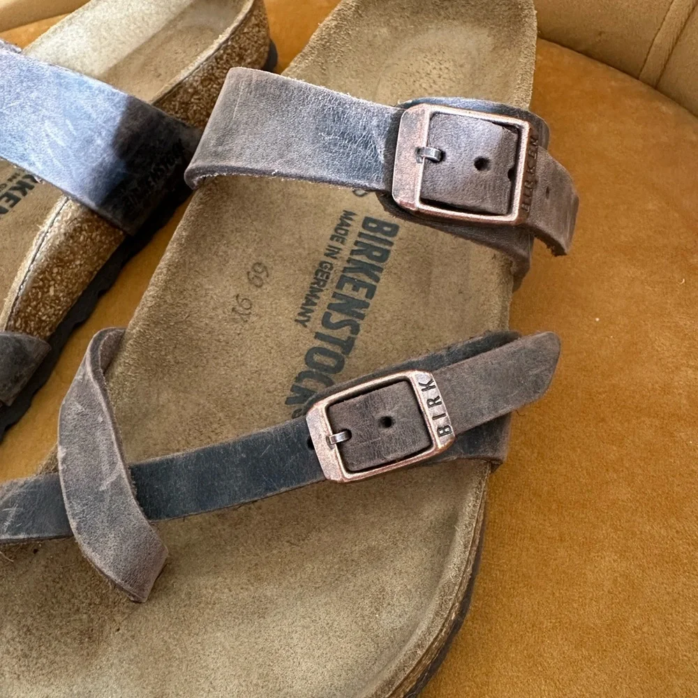 Birkenstock Brown Suede Cross-Strap Sandals Size 37 - Picture 2 of 4